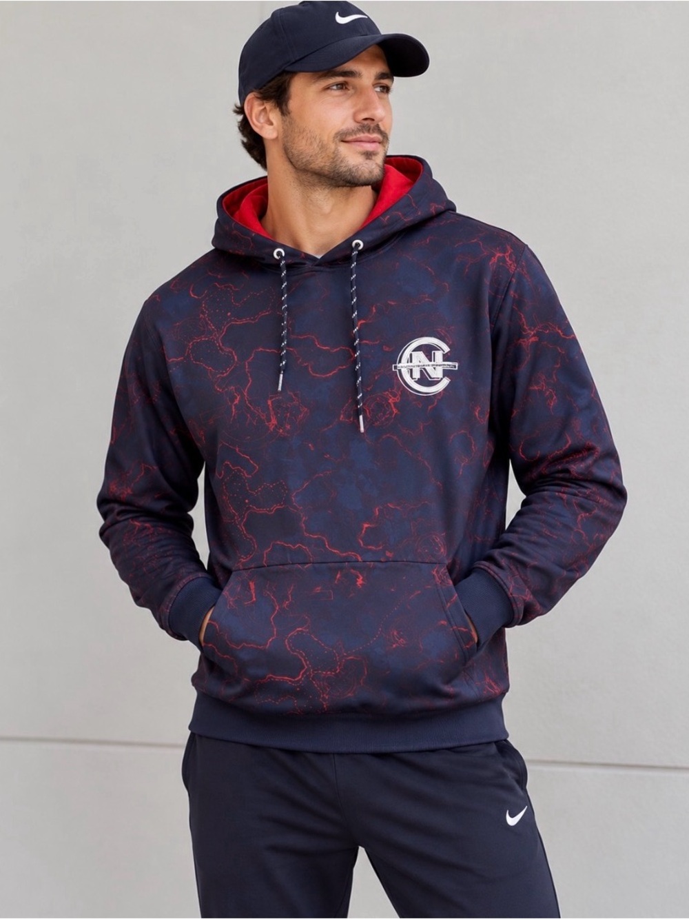 Nautica Men's Competition Susainable Crafted Printed Hoodie
